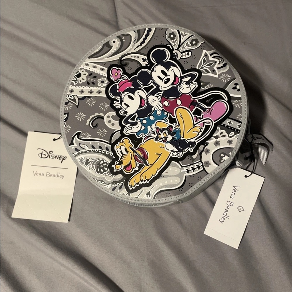Disney x Vera Bradley Gray Round Travel Bag with Mickey and Friends